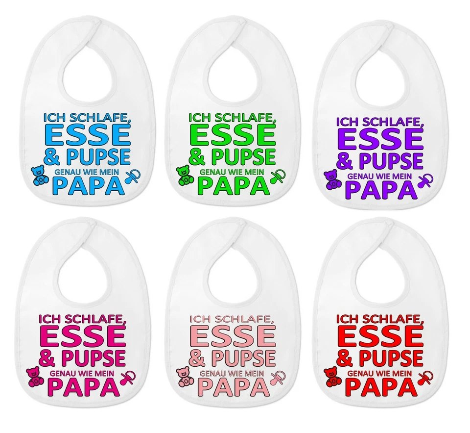 BLICKFANG Lustiges Baby-Lätzchen WIE PAPA, Latz, Baumwolle, Klettverschluss, Geschenk,Babi