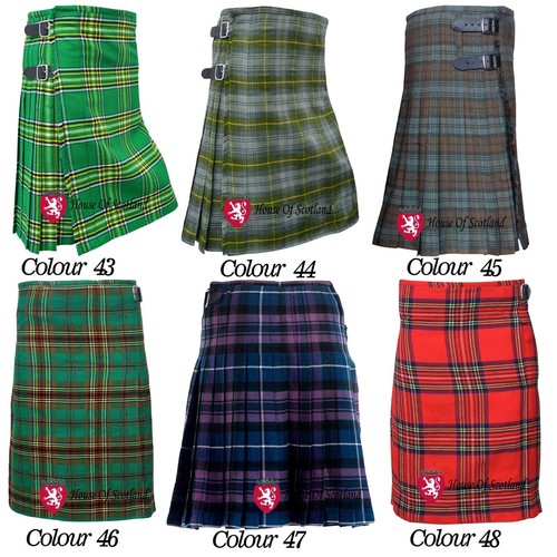 Scottish Tartan Men's Kilt Highland 8 Yards 16oz Acrylic Wool Kilt Skirt &Flashe - Picture 28 of 28