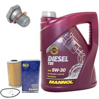 MotoröL Set 5W-30 5 Liter + ÖLfilter SH 405 + Schraube FüR BMW 5Er 525 E34 143PS