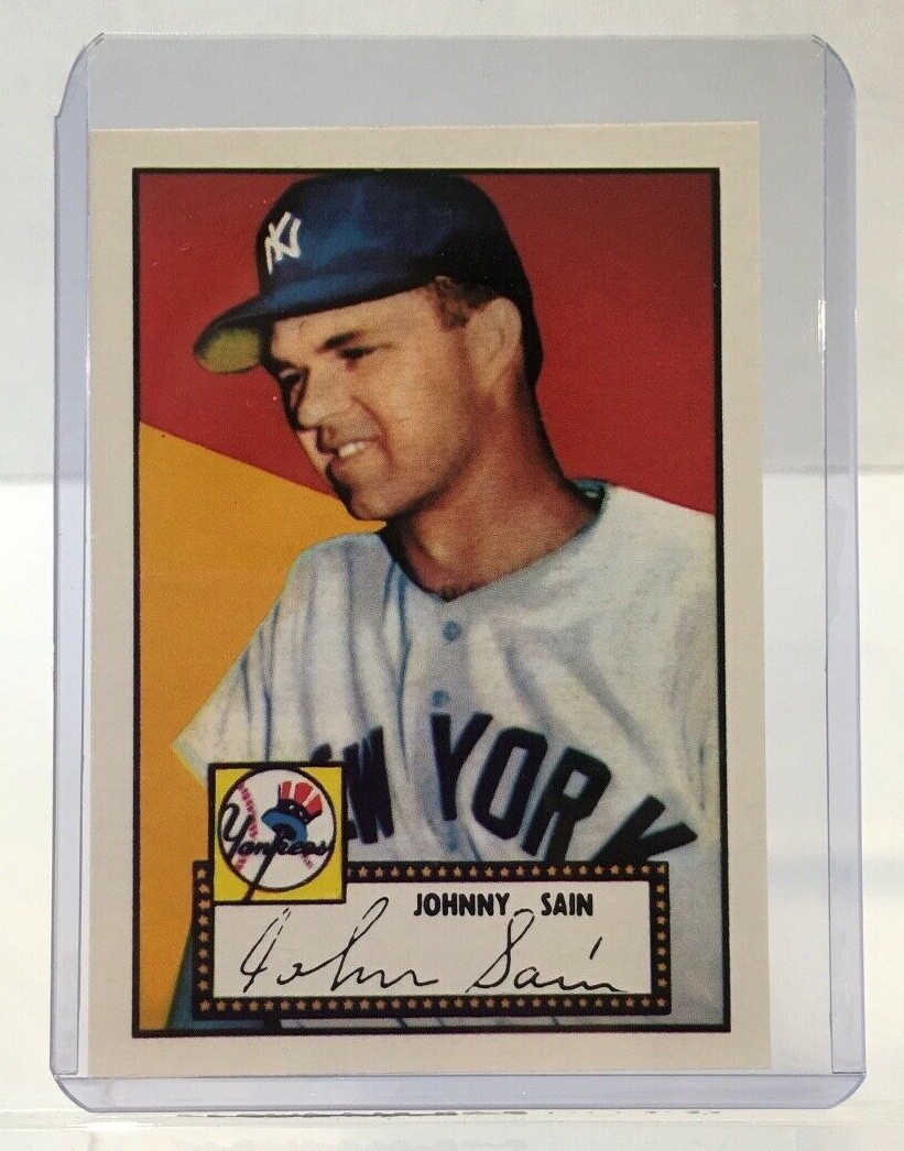1983 Topps Johnny Sain #49 New York Yankees 1952 Reprint Baseball Card Mint