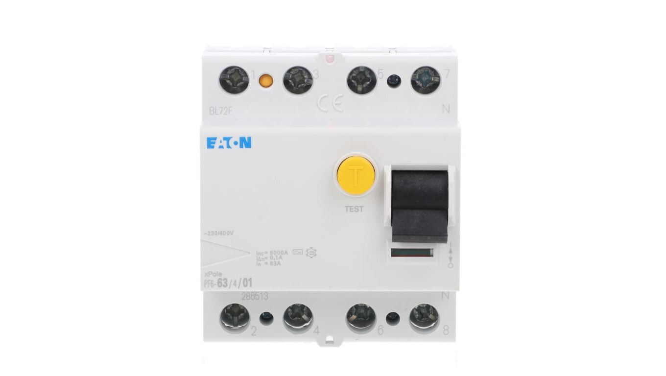 Residual current circuit breaker 4P 63A 0.1A type AC PF6-63/4/01 286513 /T2UK