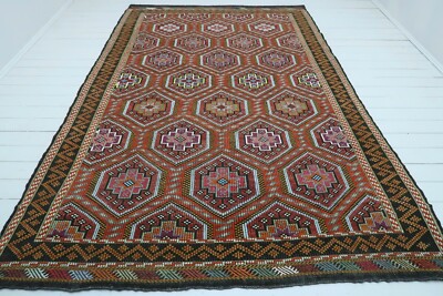 Turkish Rugs Wool Kilim, Large Rug, Boho Kelim, Handmade Floor Carpet 79''x122''
