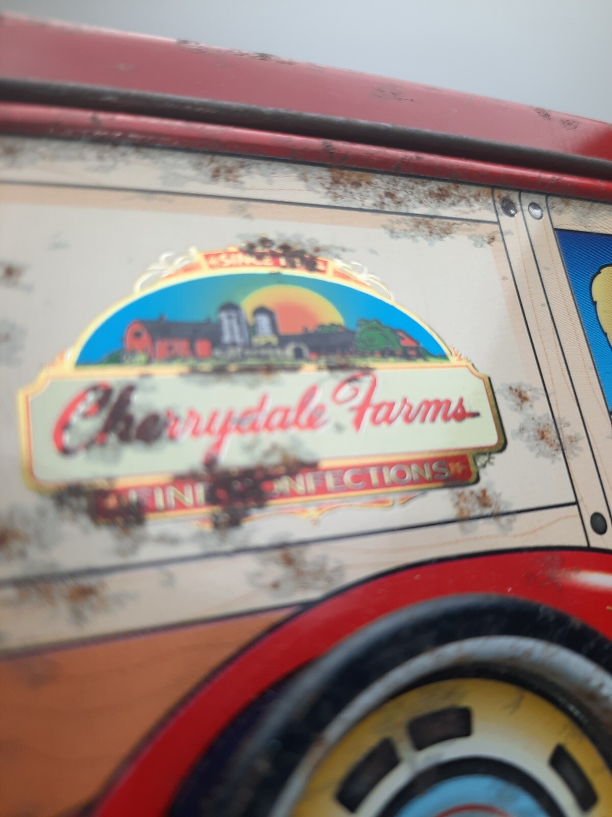 Vintage Cherrydale Farms Tin Delivery Truck Coin Bank