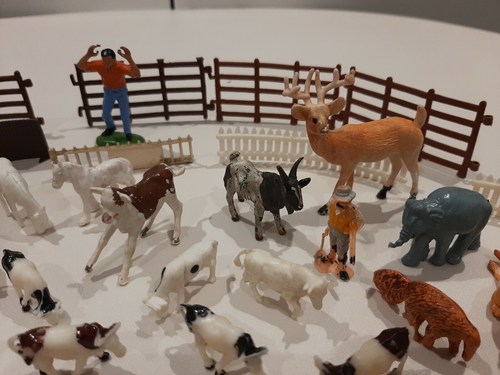 Job Lot of Vintage Plastic Farm Animals, Fences, Figures, Hay Bales