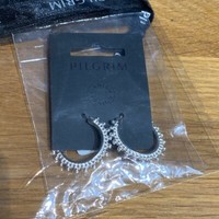 🟢 Pilgrim Earrings Round Hoops Silver Elegant Ear Fashion Women Jewelry