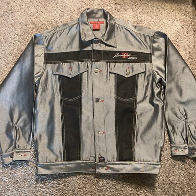 Vintage Brooklyn Xpress Jean Jacket Mens Large Metallic Hip Hop