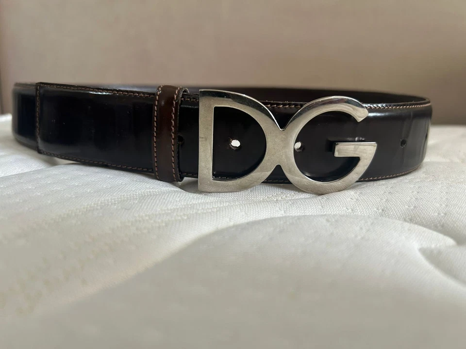 S10# Cinturón Dolce Gabbana Cuero Marrón para Hombre Hecho en Italia Longitud: 29 Pulgadas Foto 4 de 4