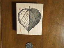 leaf rubber stamp artsy artisitc leaf fall autumn wood mounted stamp