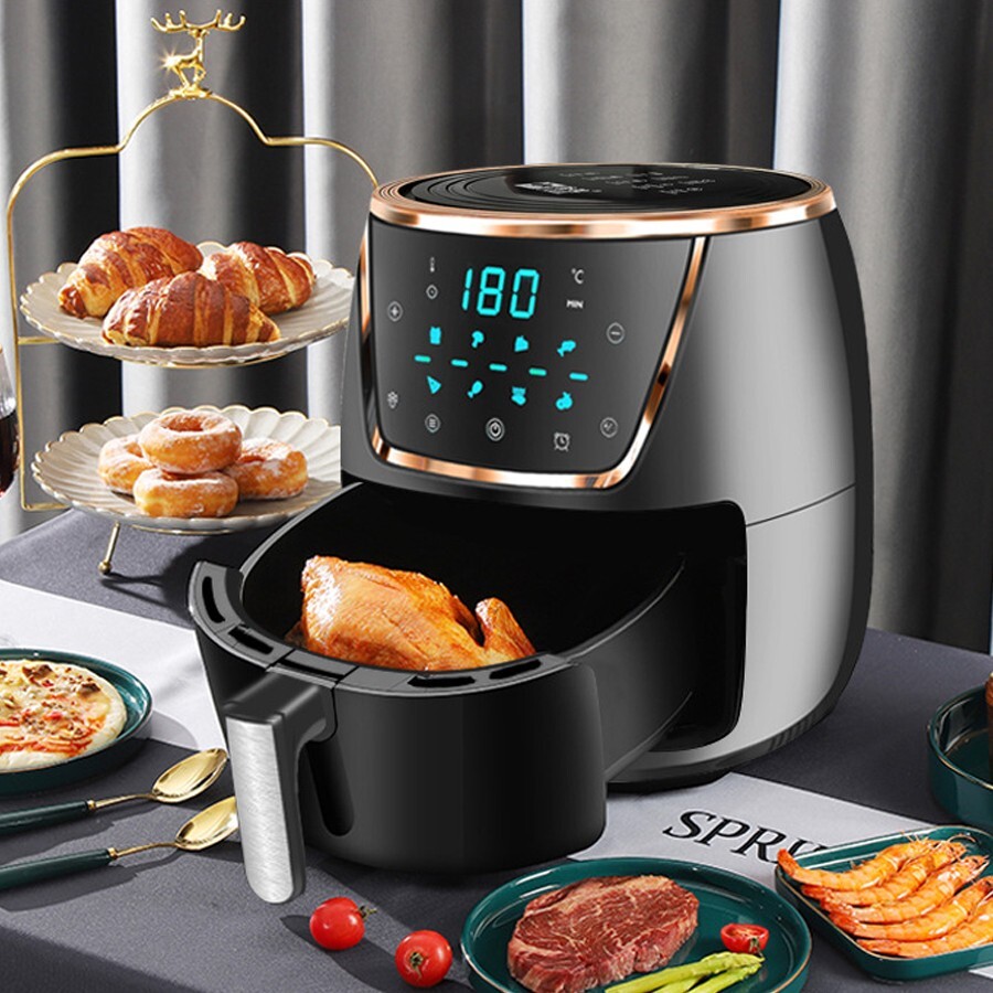 Friggitrice ad aria calda, 1400 W, 4,5 l, friggitrice ad aria calda, senza grasso Airfryer con touch screen con 7 menu preimpostati,controllo della temperatura, timer e protezione da surriscaldamento