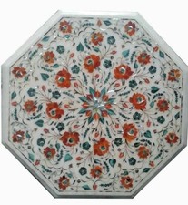 Tavolo in marmo 18" intarsiato pietra dura giardino antico caffè pranzo arredo w108