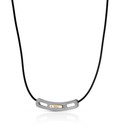 Collier Pour Homme BLISS 20025201 - Caoutchouc Naturel & Titane, Diamant Rose - Longueur 55cm