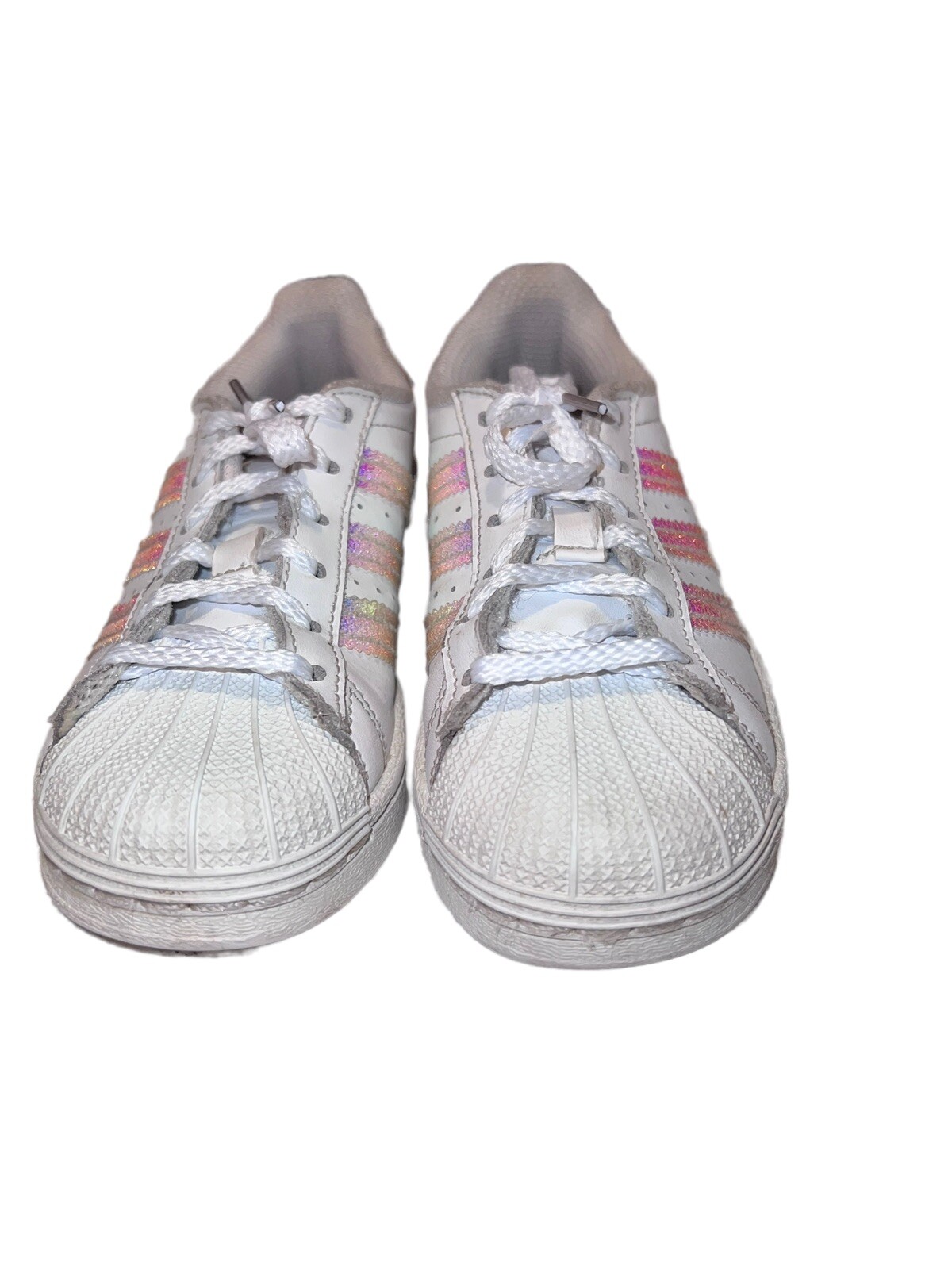 ADIDAS Superstar Girls Kids White Iridescent Stripe Pink Fv3147 Sz 11 M |  eBay