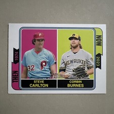 Steve Carlton / Corbin Burnes 2023 Topps Heritage #TAN-13 Then and Now