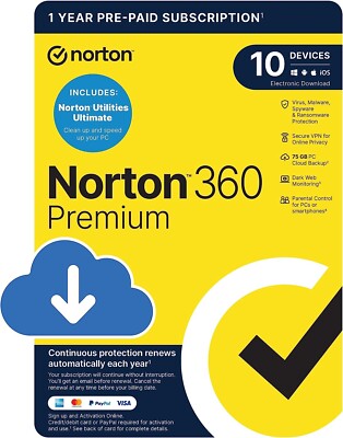 Norton 360 Premium + Utilities Ultimate 2026 10 Geräte 1 Jahr E-Mail am selben Tag