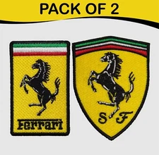 Pack Of 2 Ferrari Logo Crest Iron On Patch-Sew Patch-Crest Embroidered Patch