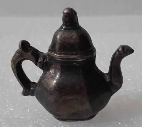 Heavy Vintage Silver-Plate Not Marked Miniature Teapot 1.5 Inches Tall