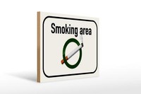 Holzschild Hinweis 40X30 Cm Smoking Area Raucherraum Deko Schild