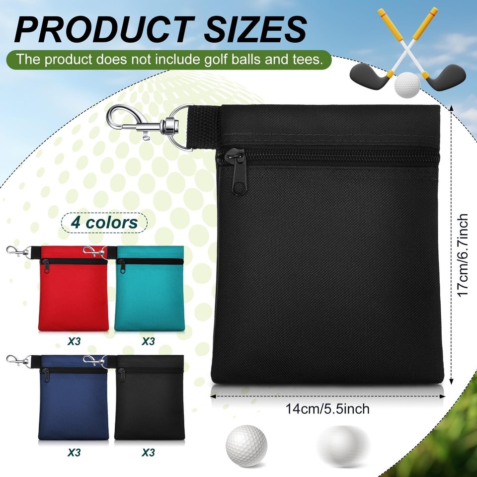 12 Pcs Golf Tee Bag Holder Golf Tee Pouch Golf Ball Carry Bag with
