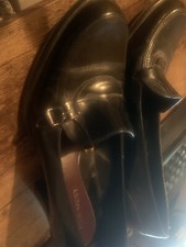 Nine West Black Leather Buckle Block Heel Dress Pump Size 5.5