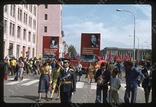 Sl86 Original Slide 1970's  Mongolia Parade street view 650a