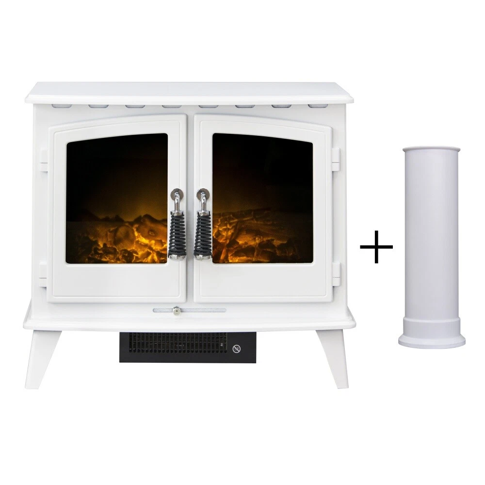 Adam Woodhouse Electric Stove in Pure White with Straight Stove Pipe in  Pure ... | eBay