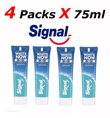 Signal White Now Toothpaste, Ice Cool 1 Shade Whiter & Extra Fresh(4 PacksX75ml)