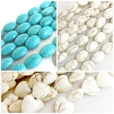 White Magnesite Turquoise Howlite Oval Loose Beads Heart Beads Free Shipping