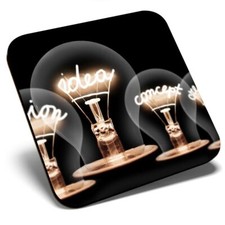Square Single Coaster - Bright Idea Concept Light Bulb Office  #16162