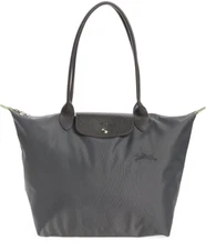 NWT LONGCHAMP Le Pliage Large Foldable Nylon Shoulder Tote GRAPHITE Gray AUTHNTC