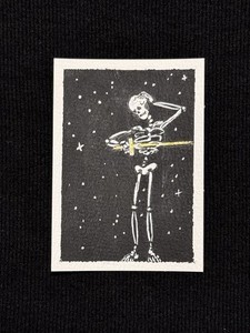 ACEO Original Art - Skeleton, Sword, Stars, Gothic - Acrylic-2.5x3.5 by M.A.R