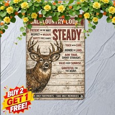 Get Buck Naked Funny Deer Hunting Restroom Metal Tin Sign Cabin Bar Decor