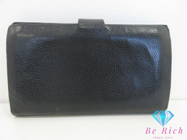 CHANEL Medium Bi-Fold Wallet with Coin Purse in Black Caviar Leather A13498