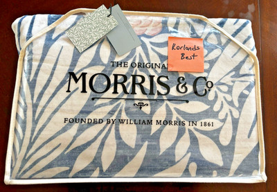 Morris & Co. LARKSPUR WASHABLE RUG IN A BAG 5 X 8 blue white rose nonslip NEW