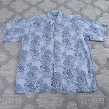 Tori Richard Shirt Mens Large Blue Good Reef Cotton Lawn Coastal Made In USA