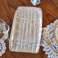 Silver Asparagus Tray Made in Mexico Asparagus Tied w Bows Rectangle Lrg Platter