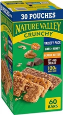 Nature Valley Crunchy Oats 'n Honey Granola Bars, 60 Bars, 44.7 OZ, 30 Pouches.