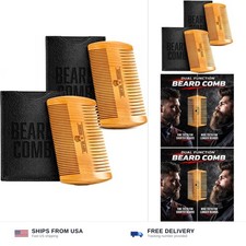 Wooden Beard Comb for Men Case, Great Mustache Comb for Men, Dual Action Be...