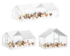 Walk-in Metal Chicken Coop Poultry Cage Pet House w/ Waterproof Cover 3 Sizes