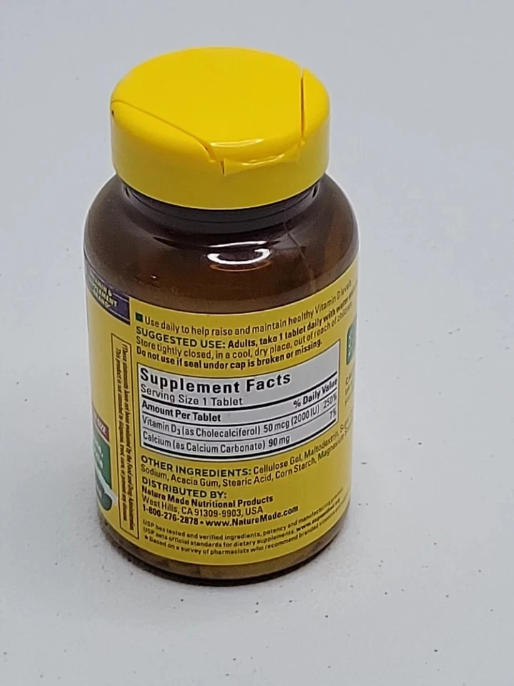 Nature Made Vitamina D3 2000 UI 50 mcg Salud Inmune 220 Comprimidos Exp 02/2026 Foto 3 de 3