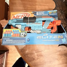 Nerf Elite 2.0 Commander RD-6 Blaster, 12 Official Nerf Darts, 6-Dart Rotating
