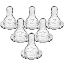 Dr. Brown's 6 Pk Natural Flow Anti-Colic Nipple Level 2 Medium Flow  3m+ NEW
