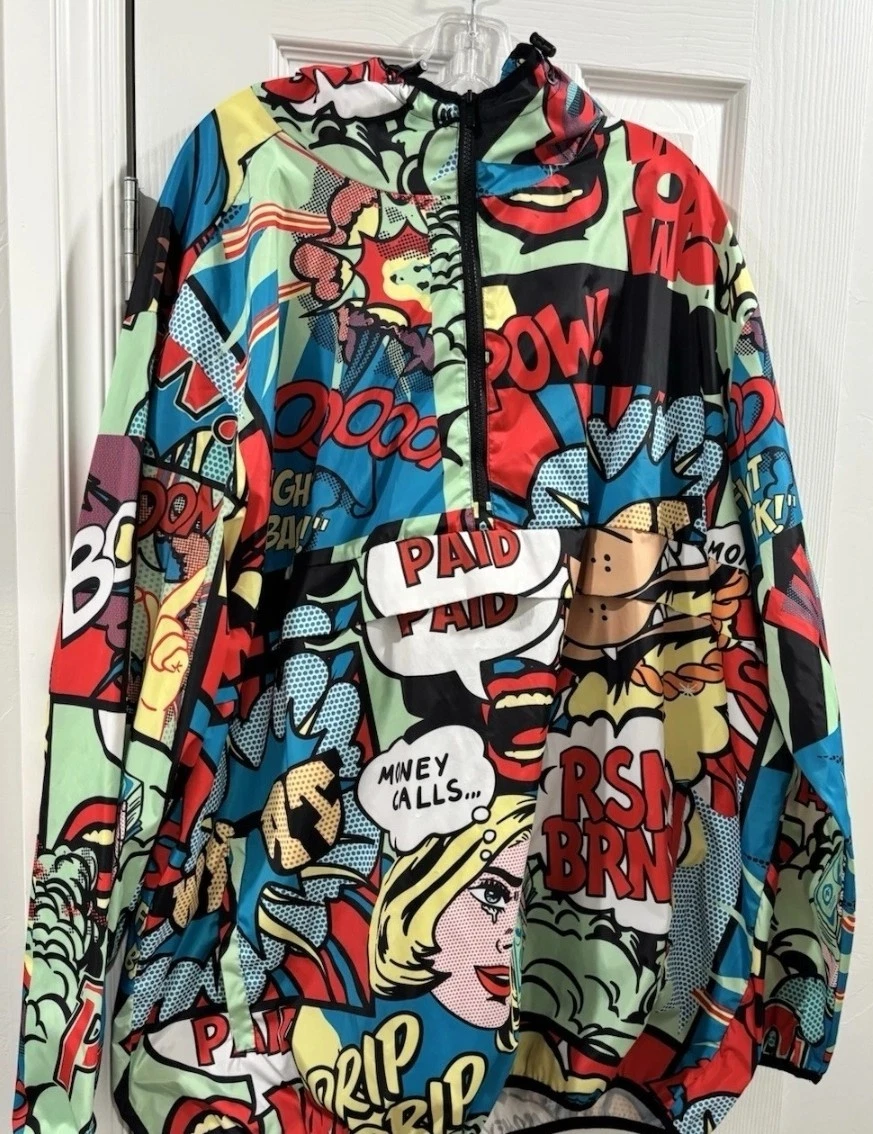 Reason Men’s Windbreaker Jacket Comic Pop Art 1/4 Zip Hooded 3XL
Opens in a new window or tab