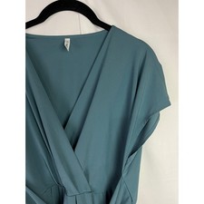 Halara Dress Womens Large Blue Breezeful Wrap Front Tie Waist Midi Pocket 770162