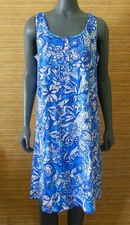 Lilly Pulitzer Dress Blue Lela Henley Tank Dress Blue Tank Flocking Fabulous M