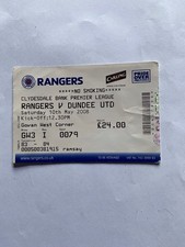 Rangers V Dundee United 10/05/2008  Scottish Premier League Ticket Stub
