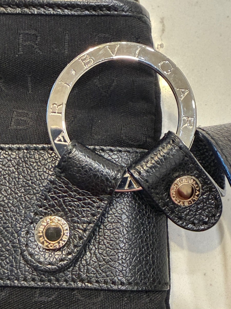 BVLGARI Logomania Monogram Womens Crossbody Bag Purse Tote Black
