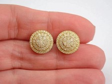 1.5Ct Round Cut Lab Created Diamond Cluster Stud Earrings 14K Yellow Gold Plated