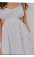 American Eagle Outfitters Dress White Eyelet Floral Cut Out Cottagecore Milkmaid