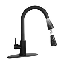 Matte Black Kitchen Sink Faucet with Pull Down Spray RV Stainless Steel Kitch...