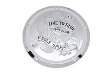V-Twin 42-0226 Chrome Eagle Spirit Live to Ride Clutch Derby Cover for 16-25